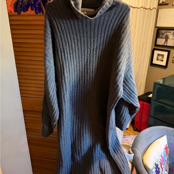 Mara Hoffman Enzo ribbed cashmere & wool blend turtleneck dress in grey size 2x - Picture 3 of 4